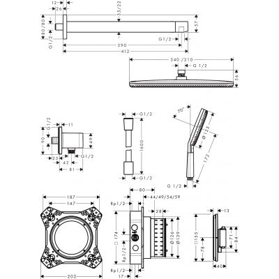 Hansgrohe Raindance Alive Q zestaw prysznicowy podtynkowy termostatyczny z deszczownicą czarny 24620670