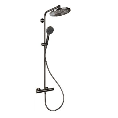 Hansgrohe Crometta zestaw prysznicowy ścienny termostatyczny z deszczownicą czarny chrom szczotkowany 27268340