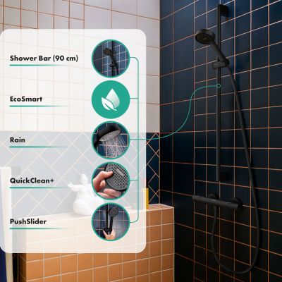 Hansgrohe Activera S zestaw prysznicowy ścienny czarny 28042670