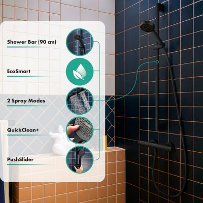 Hansgrohe Activera Select S zestaw prysznicowy ścienny czarny 28046670