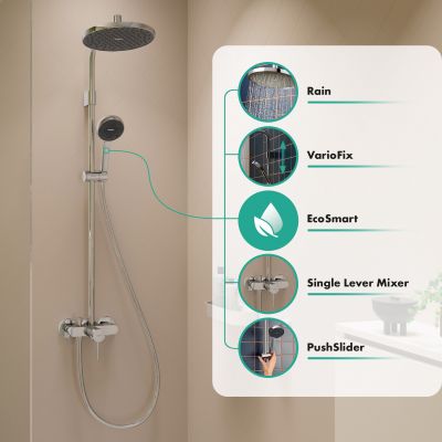 Hansgrohe Activera S zestaw prysznicowy ścienny z deszczownicą chrom 28875000