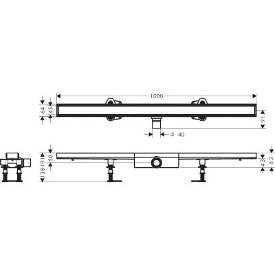 Hansgrohe RainDrain Compact odpływ liniowy 100 cm ruszt pod płytki 56171000