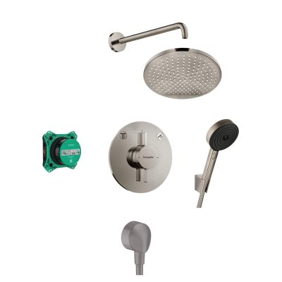 Hansgrohe Crometta zestaw prysznicowy podtynkowy z deszczownicą nikiel szczotkowany 88002391