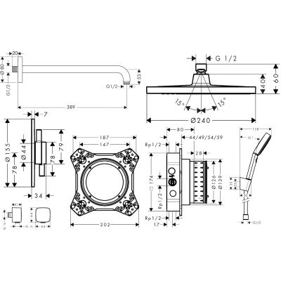 Hansgrohe Crometta DuoTurn zestaw prysznicowy podtynkowy z deszczownicą nikiel szczotkowany  88003994