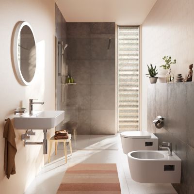 Hansgrohe EluPura Original S zestaw miska z deską wisząca bez kołnierza biały połysk 60207450