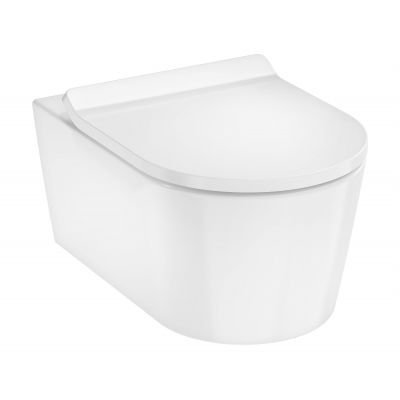 Hansgrohe EluPura S miska WC wisząca bezkołnierzowa AquaHelix Flush HygieneEffect z deską sedesową wolnoopadającą Slim biały 62025450