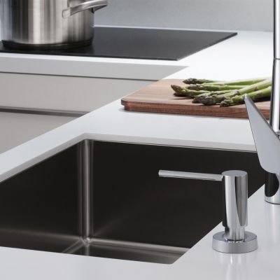 Zestaw Hansgrohe S71 S719-U660 zlewozmywak z baterią Tais M54 stal i syfon (43428800, 72803800, 43921800)