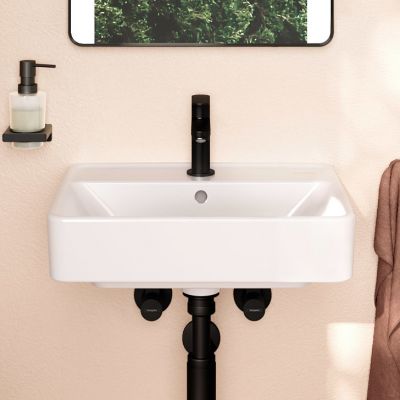 Zestaw Hansgrohe Xanuia Q umywalka z szafką Xilesa E 50 cm biały połysk/dąb (54247550, 61008450)
