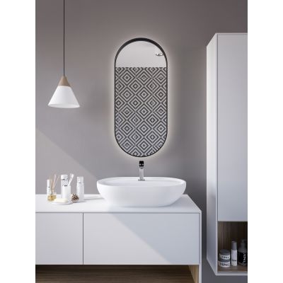 HoM Akasaka lustro 60x120 cm rama stalowa czarny oświetlenie zewnętrzne LED A-60x120-BLC50x4-ON