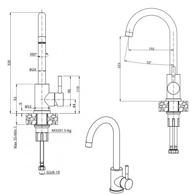 iceBerg San zlewozmywak z baterią czarny/czarny ZZB1411BB