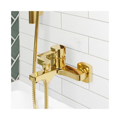 Invena Glamour bateria wannowo-prysznicowa ścienna złoty połysk BW-02-009