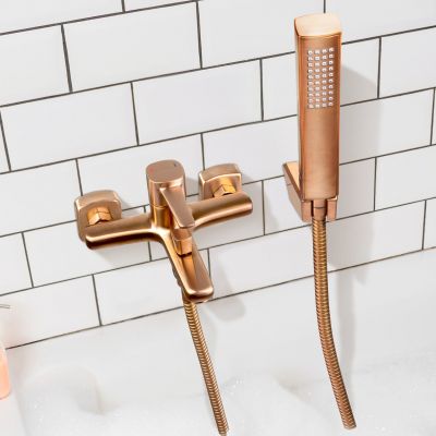 Invena Glamour bateria wannowo-prysznicowa ścienna miedź BW-02-014