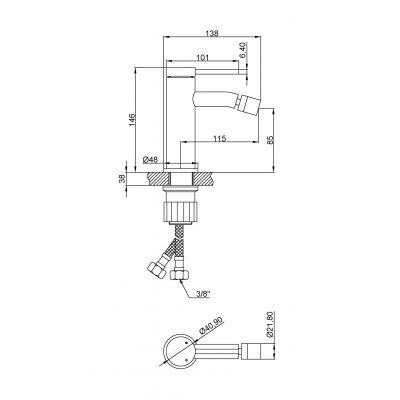 Invena Kalitea bateria bidetowa stojąca chrom BB-72-001