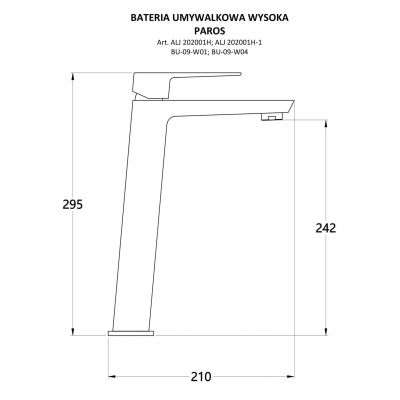 Invena Paros bateria umywalkowa stojąca wysoka chrom BU-09-W01