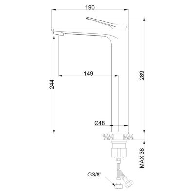 Invena Alonia bateria umywalkowa stojąca wysoka grafit BU-70-W24