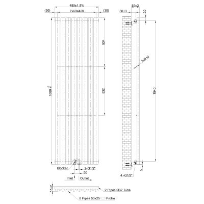 Invena grzejnik łazienkowy dekoracyjny 160x48 cm biały UG-10-B16