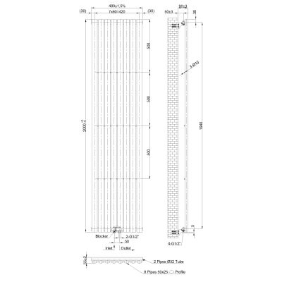 Invena grzejnik łazienkowy dekoracyjny 200x48 cm biały UG-10-B20