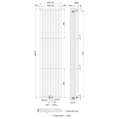 Invena Duo grzejnik łazienkowy dekoracyjny 200x48 cm szary mat UG-20-S20