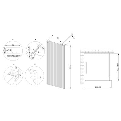 Invena ścianka prysznicowa walk-in 100 cm chrom półmat/szkło ryflowane AK-32-109