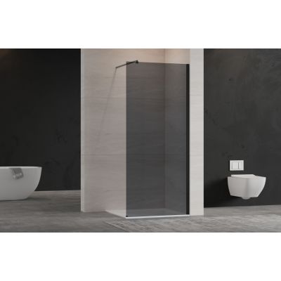 Invena ścianka prysznicowa walk-in 110 cm czarny półmat/szkło grafitowe AK-32-113
