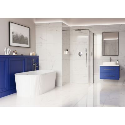 Invena ścianka prysznicowa walk-in 110 cm czarny półmat/szkło ryflowane AK-32-115