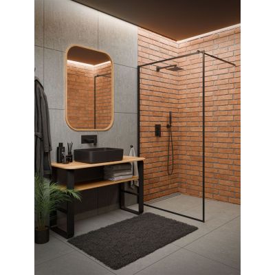 Invena ścianka prysznicowa walk-in 110 cm czarny półmat/szkło przezroczyste AK-32-118