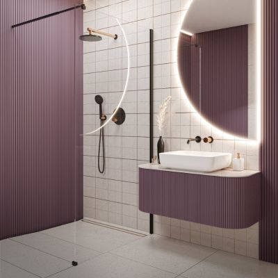 Invena ścianka prysznicowa walk-in 120 cm czarny półmat/szkło przezroczyste AK-32-121