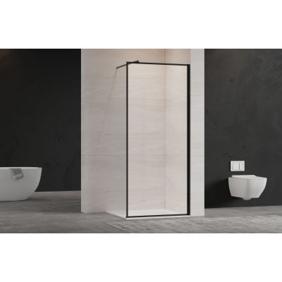 Invena ścianka prysznicowa walk-in 120 cm czarny półmat/szkło przezroczyste AK-32-128