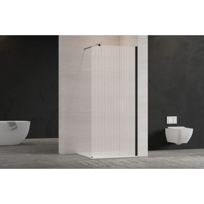 Invena ścianka prysznicowa walk-in 80 cm czarny półmat/szkło ze wzorem AK-32-185