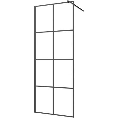 Invena ścianka prysznicowa walk-in 80 cm czarny półmat/szkło przezroczyste AK-32-187