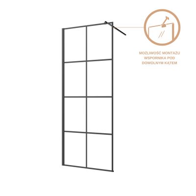 Invena ścianka prysznicowa walk-in 80 cm czarny półmat/szkło przezroczyste AK-32-187