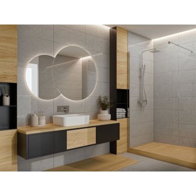 Invena ścianka prysznicowa walk-in 90 cm czarny półmat/szkło przezroczyste AK-32-192