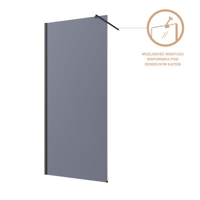 Invena ścianka prysznicowa walk-in 90 cm czarny półmat/szkło grafitowe AK-32-193