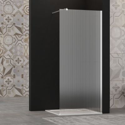 Invena ścianka prysznicowa walk-in 90 cm chrom półmat/szkło ryflowane AK-32-199