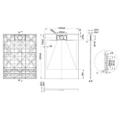 Invena Alvero brodzik prostokątny 120x100 cm biały AK-7B-112
