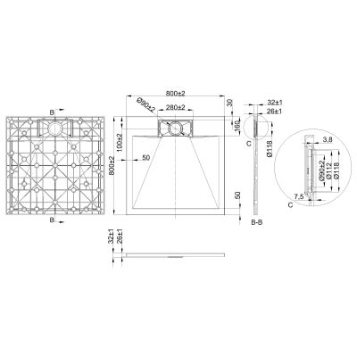 Invena Alvero brodzik kwadratowy 80x80 cm biały AK-7B-808