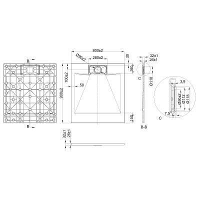 Invena Alvero brodzik prostokątny 90x80 cm biały AK-7B-809