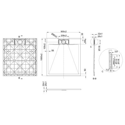 Invena Alvero brodzik prostokątny 100x90 cm biały AK-7B-910