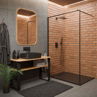 Invena Alvero brodzik kwadratowy 100x100 cm czarny AK-7C-110