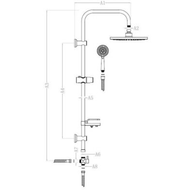 Invena Corso zestaw prysznicowy ścienny z deszczownicą chrom AU-23-001