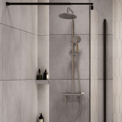 Invena Gabro Plus zestaw prysznicowy z deszczownicą ścienny chrom/marmur AU3P001V