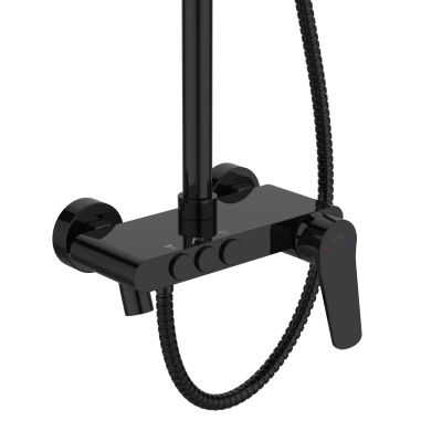 Invena Alonia zestaw prysznicowy ścienny z deszczownicą czarny AU-70-D04