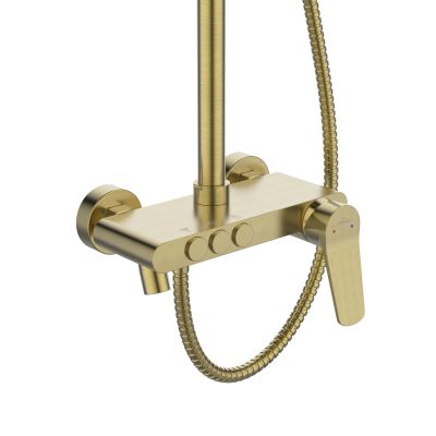 Invena Alonia zestaw prysznicowy ścienny z deszczownicą złoty AU-70-D09