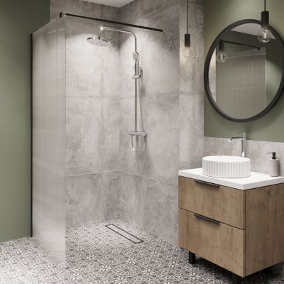 Invena Kalitea zestaw prysznicowy ścienny z deszczownicą chrom AU-72-001