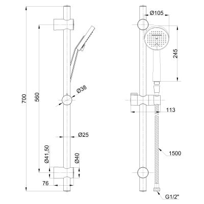 Invena Kalitea zestaw prysznicowy ścienny czarny AU-72-Z04