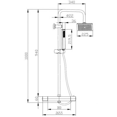 Invena Svart zestaw prysznicowy ścienny termostatyczny z deszczownicą chrom AU-85-001
