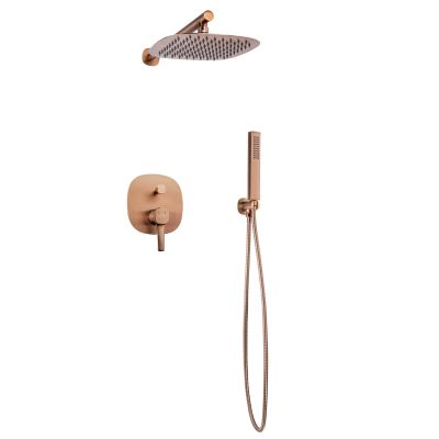 Invena Glamour zestaw prysznicowy podtynkowy z deszczownicą miedź BS-02-014