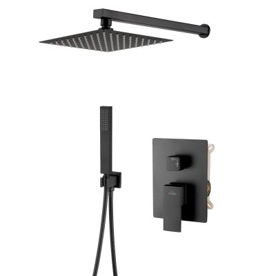 Invena Paros zestaw prysznicowy podtynkowy z deszczownicą czarny BS-09-004
