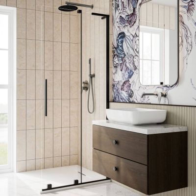 Invena Alonia zestaw prysznicowy podtynkowy z deszczownicą grafitowy BS-70-024