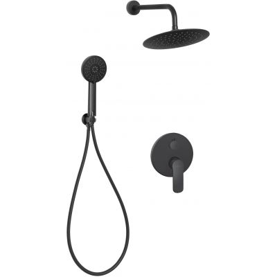 Invena Siros Black zestaw prysznicowy podtynkowy z deszczownicą czarny BS-90-013